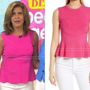 HALOGEN AS WORN ON TV HODA Hot Pink Ribbed Peplum Top Size L